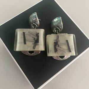 Modern Black and Silver Geometric Earrings